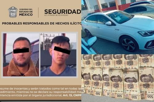 Caen dos sujetos que balearon casa en Metepec; traían arma y múcho dinero en efectivo